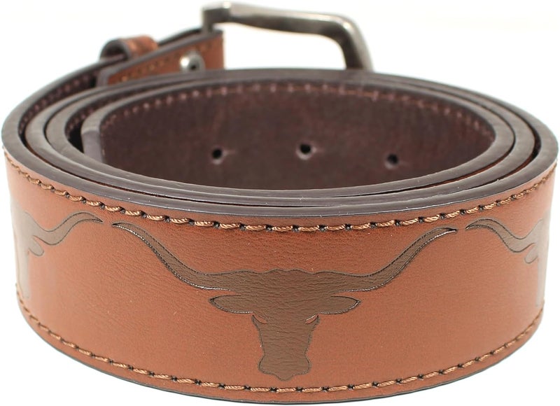 BC Belts حزام جلد بقر طويل مع مشبك معدني بعرض 1.5" مع أزرار - بقر غربي - Image 1